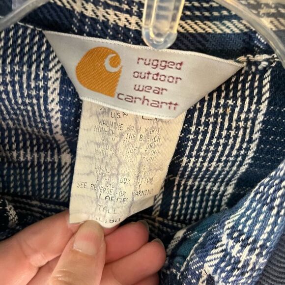 Vintage Carhartt Rugged Outdoor Wear Plaid Corduroy Collar Button Down Shirt Lar - Picture 4 of 7